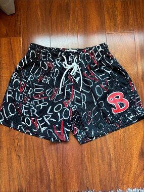 Bucketsquad Black 'Lover' Graphic Drawstring Shorts